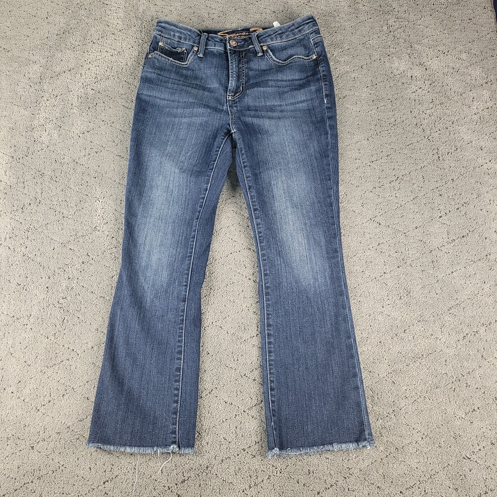 Seven7 Jeans‎ Womens 4 Blue Step Hem Crop Whisker Stretch Denim Medium Wash